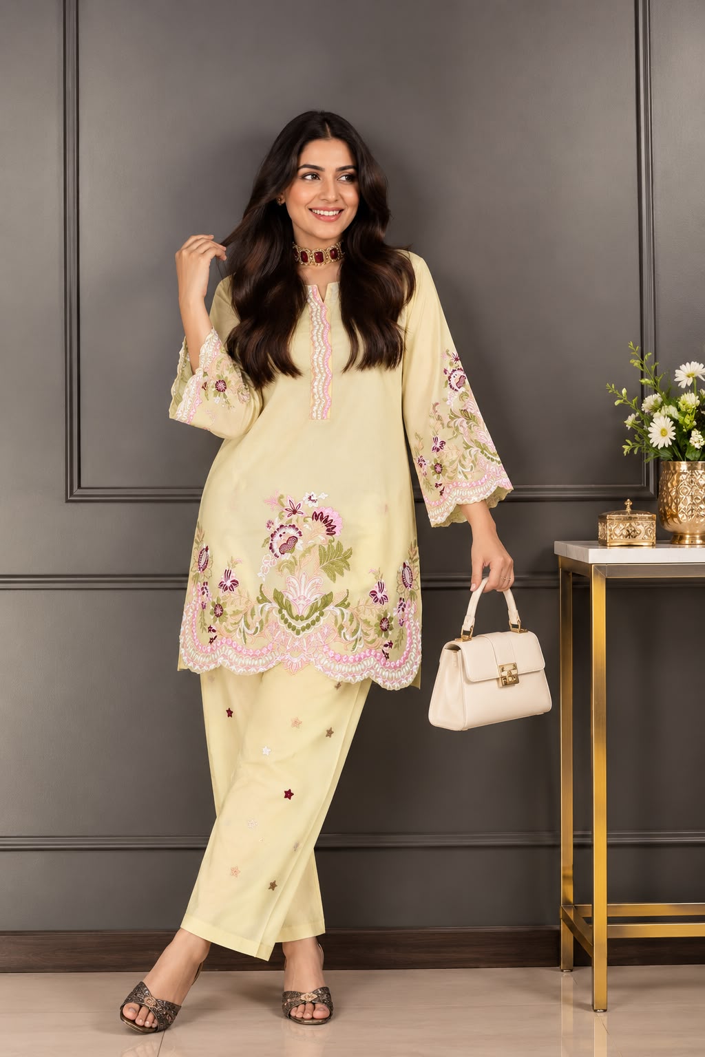Floral Embroidered Stitched 2-Piece Co-ord Set_3