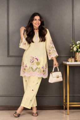 Floral Embroidered Stitched 2-Piece Co-ord Set