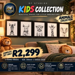 🦓 Animal Collection (Monochrome) | Set of 5