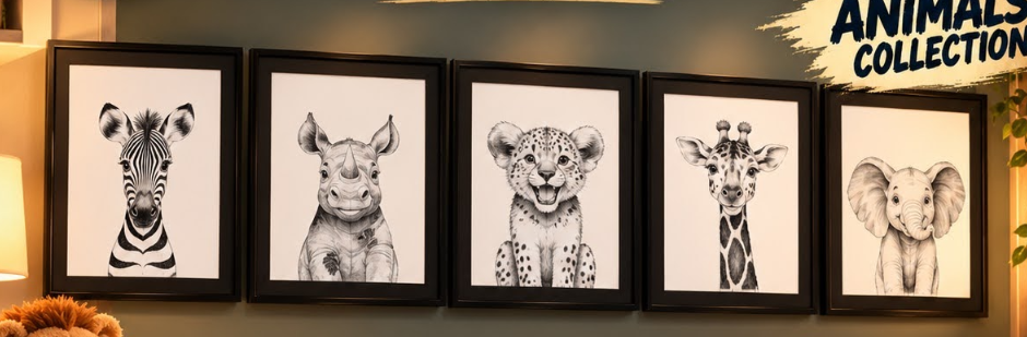 🦓 Animal Collection (Monochrome) | Set of 5_1