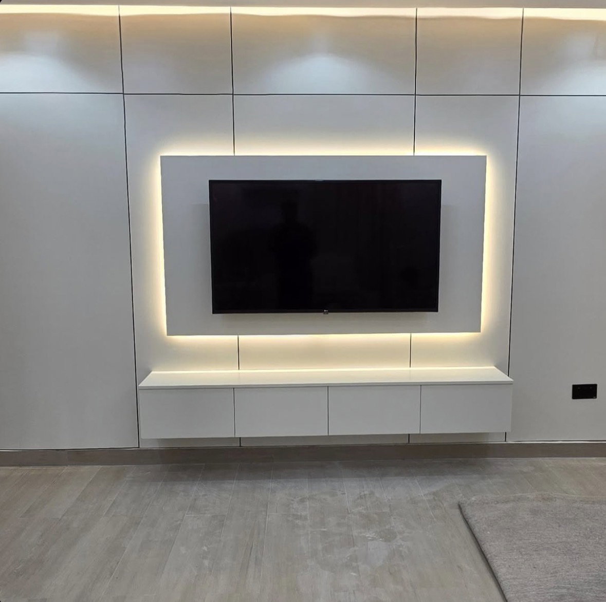 Wall panels floating tv stand 