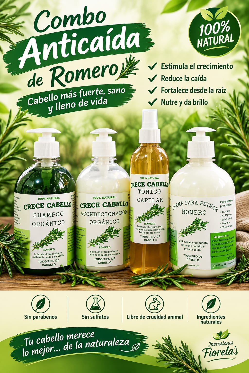 Shampoo y Acondicionador Organico. Anticaída y Crecimiento de Cabello_2