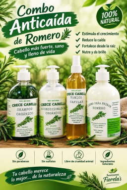 Shampoo y Acondicionador Organico. Anticaída y Crecimiento de Cabello