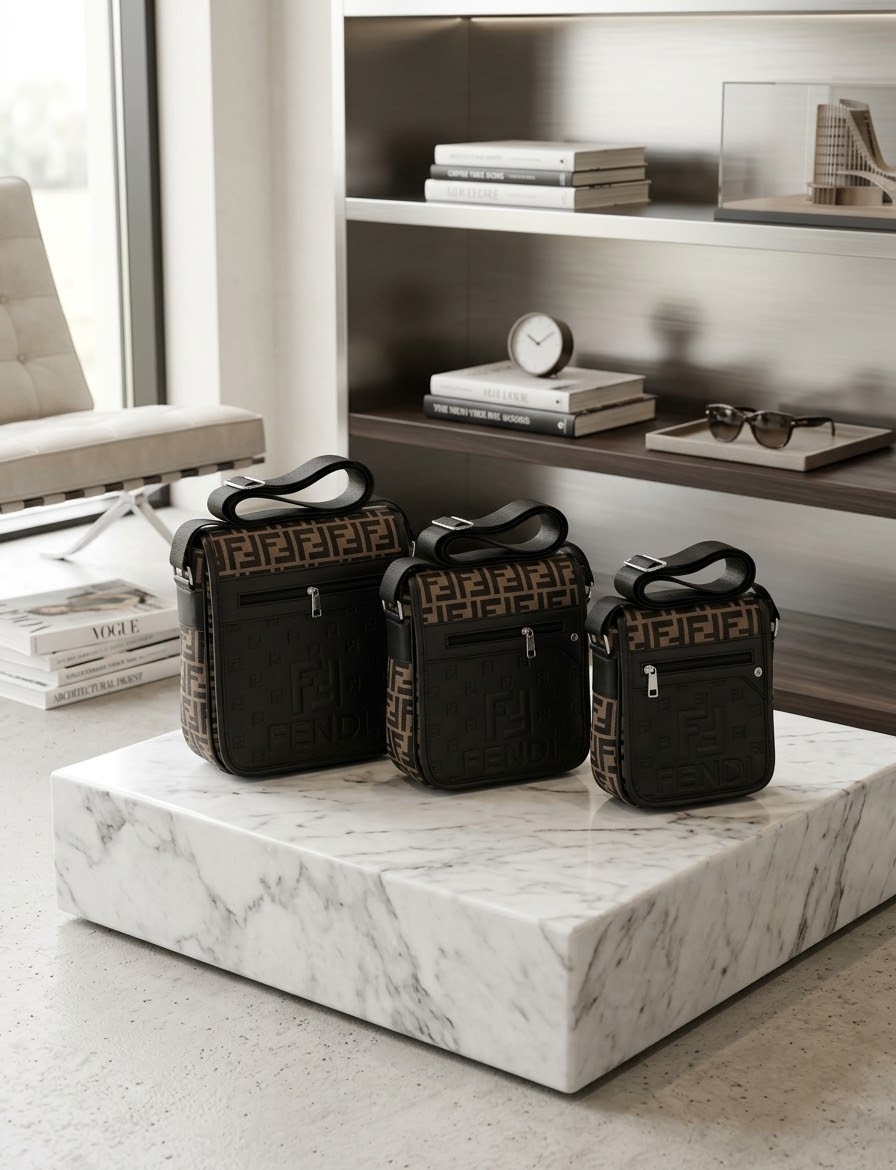 Fendi 3 piece sling brown _1