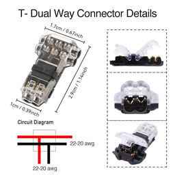 Tipo T recto a través de pares tipo H de terminales de conector sin soldadura LED rápidos sin pelar