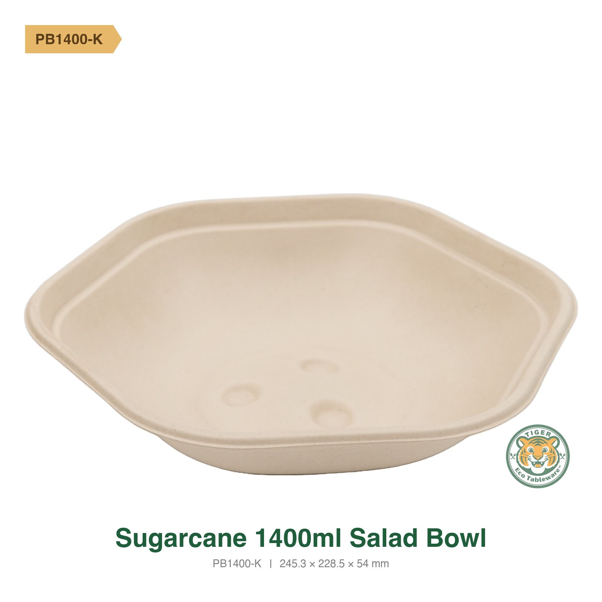 Bagasse Salad Bowl / 1400ml / Brown (RM0.5371/pc)_0