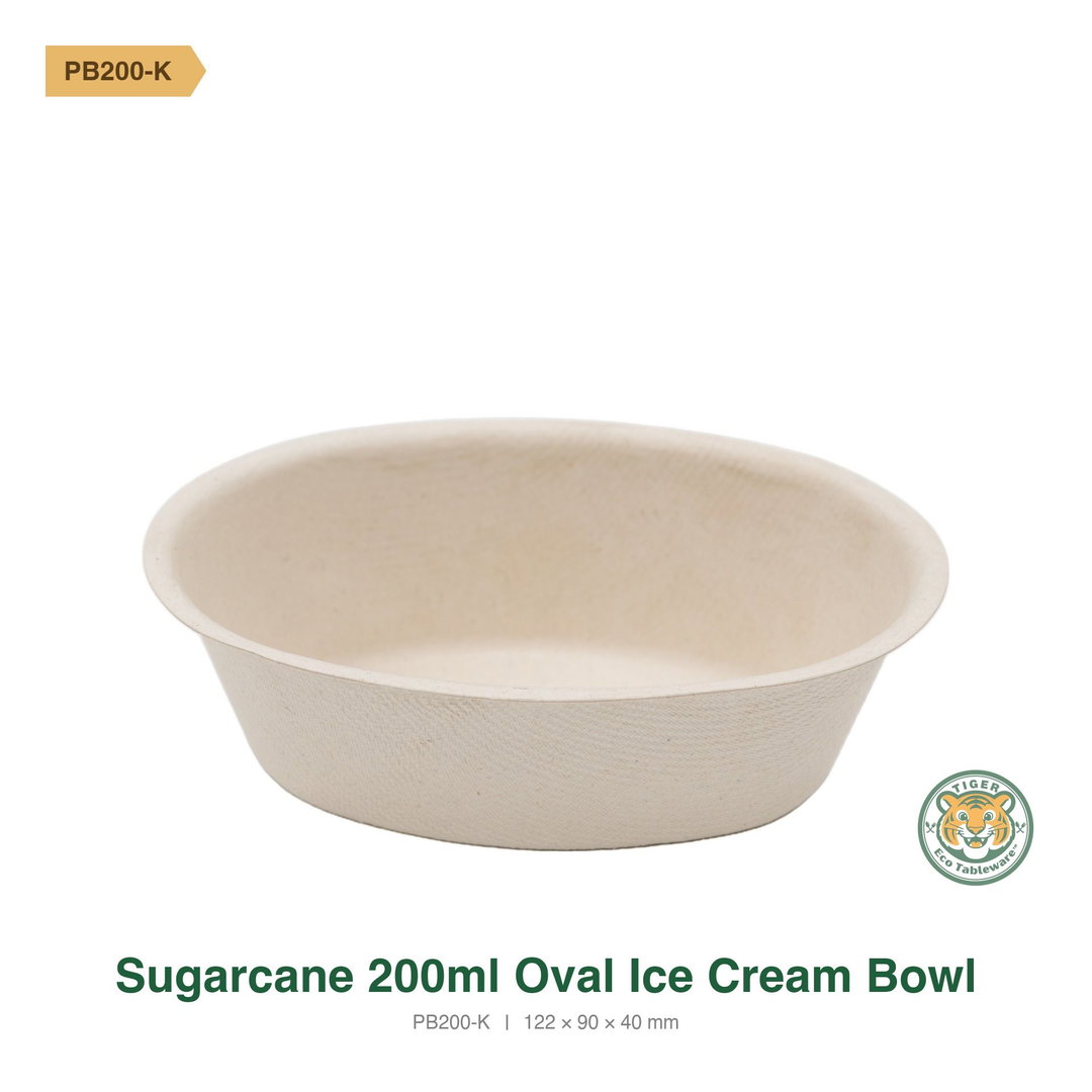 Bagasse Oval Ice Cream Bowl / 200ml / Brown (RM0.1325/pc)