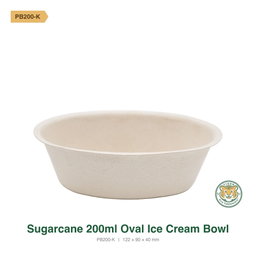 Bagasse Oval Ice Cream Bowl / 200ml / Brown (RM0.1325/pc)