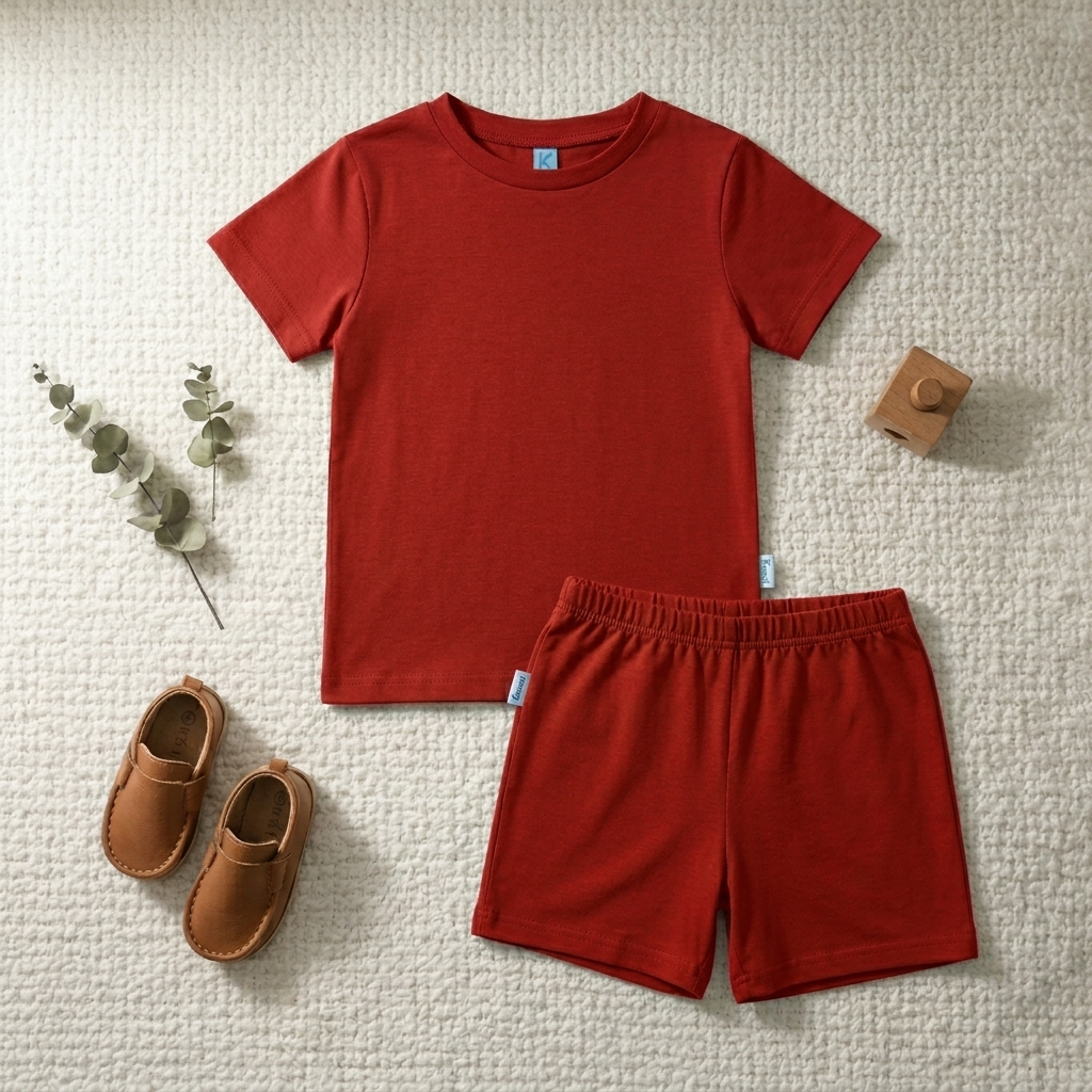 SETELAN PENDEK POLOS RED