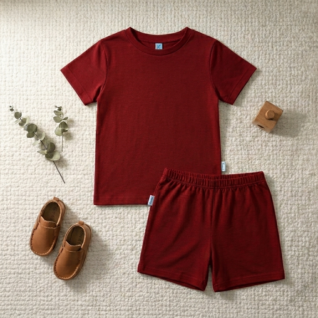 SETELAN PENDEK POLOS MAROON