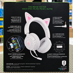 Razer Kraken Kitty V3 X White Edition – Casque Gaming Filaire avec Oreilles de Chat
