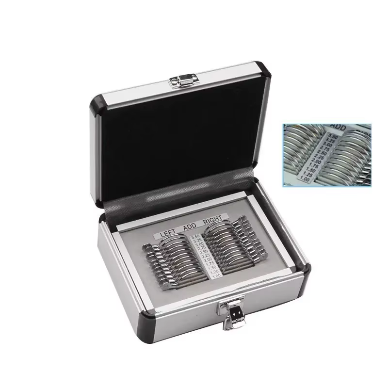 Estuche Profesional con 22 Lentes de Prueba Multifocales Progresivas, con Garantía de 1 Año para Uso Óptico, con Estuche de Aluminio