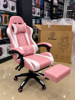 Chaise Gaming BorealBear Noir & Blanc avec Repose-Pieds