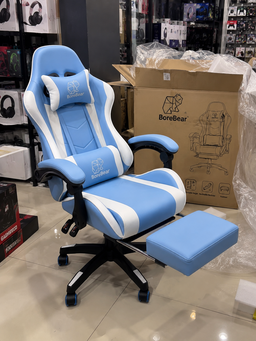 Chaise Gaming BorealBear Noir & Blanc avec Repose-Pieds