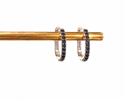 Aretes de plata tipo hoop con Safiros
