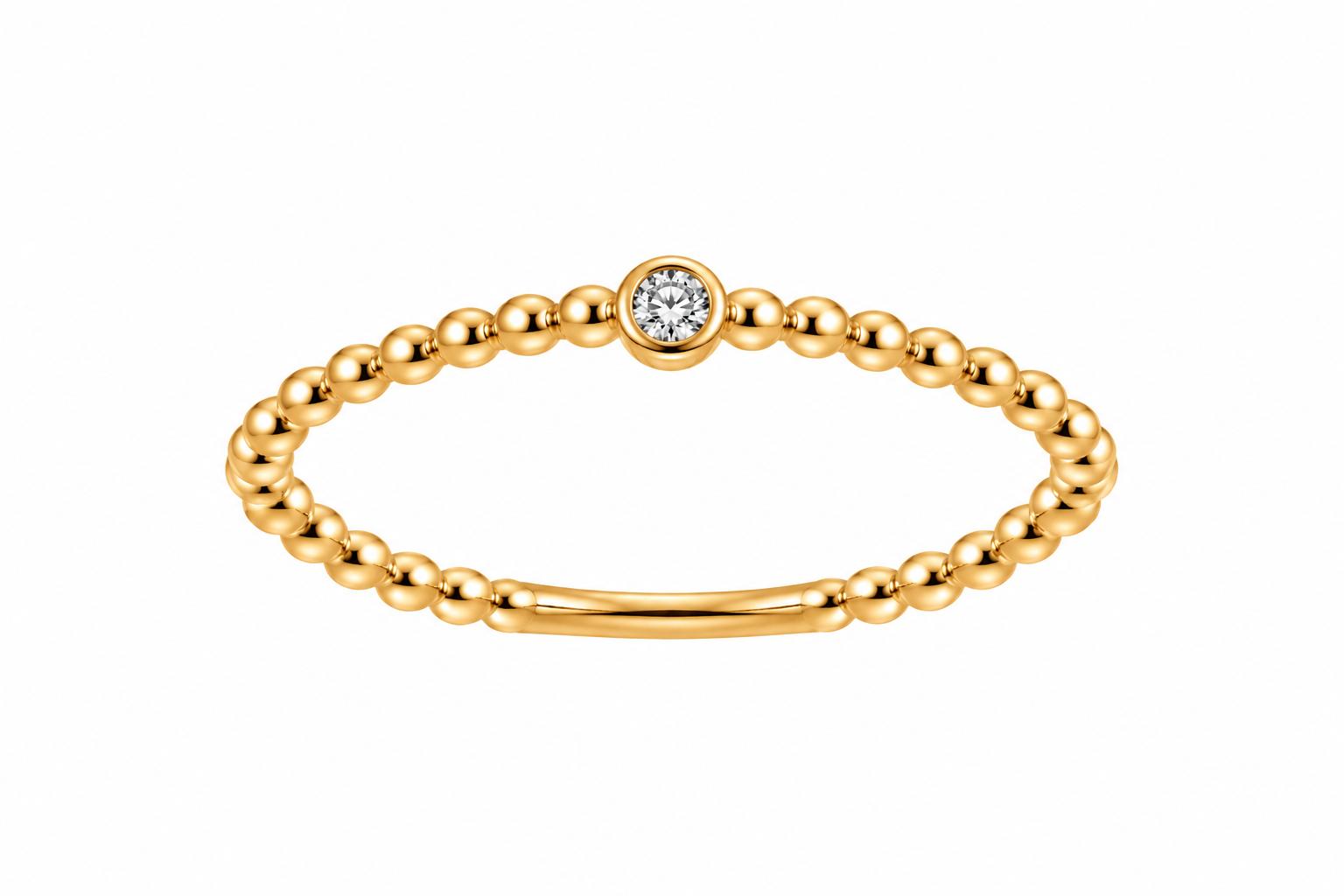 Anillo de plata con baño de oro de 18k con diamante_0