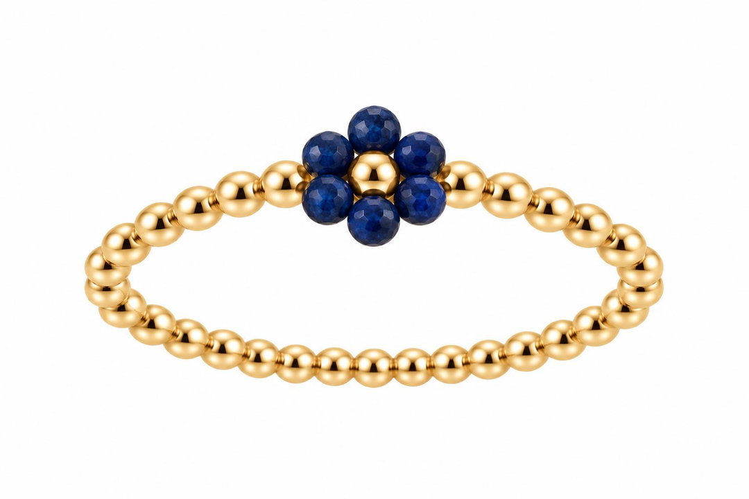 Anillo stretch de oro de 18k con Lapislázuli