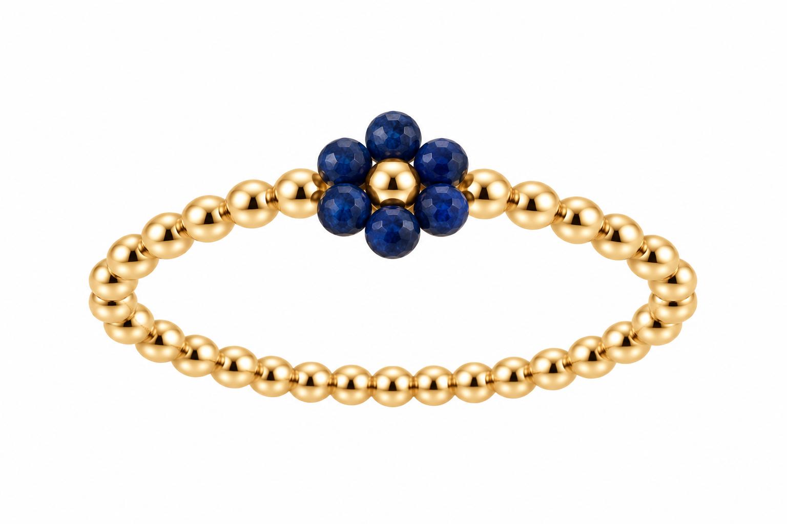 Anillo stretch de oro de 18k con Lapislázuli_0