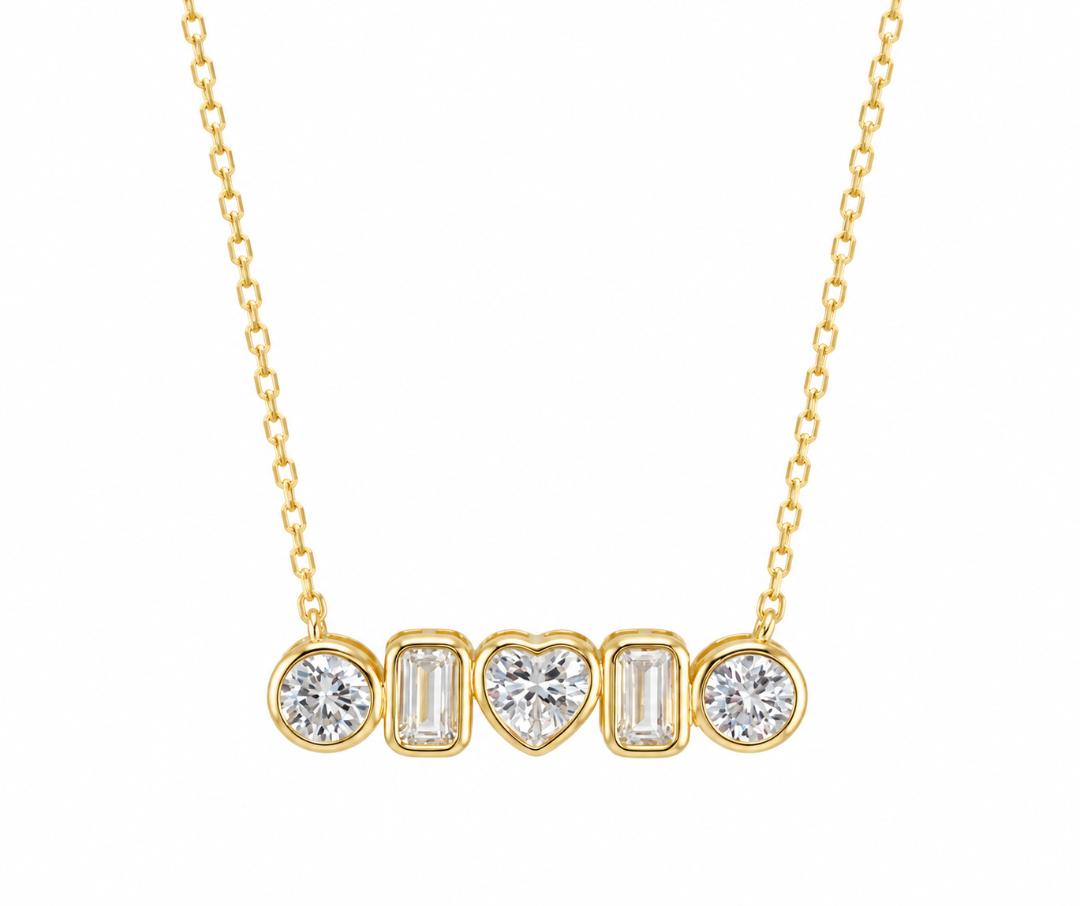 Collar de Plata con baño de Oro 18k con Circonia