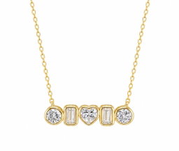 Collar de Plata con baño de Oro 18k con Circonia