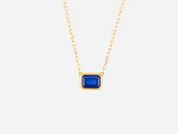 Collar de plata con baño de oro de 18k con Safiro