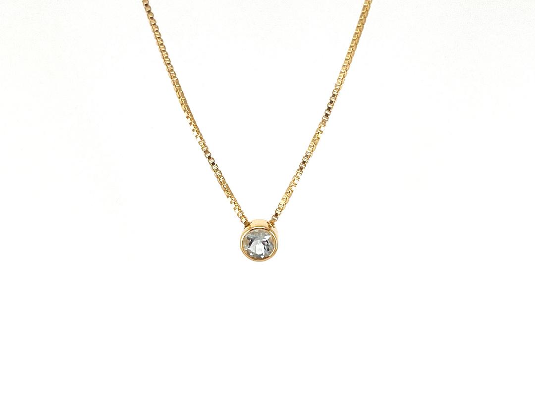 Collar de plata con baño de oro de 18k y Aguamarina_0