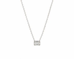 Collar de plata con diamantes baguette y redondos