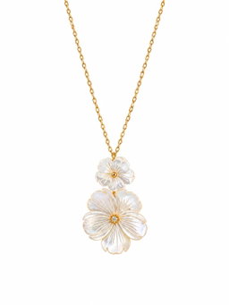 Collar de plata con baño de oro de 18k y Concha Nácar y Topacio