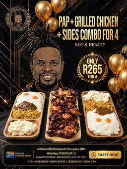 Pap,Chicken, veg & soup &  for 4  Combo