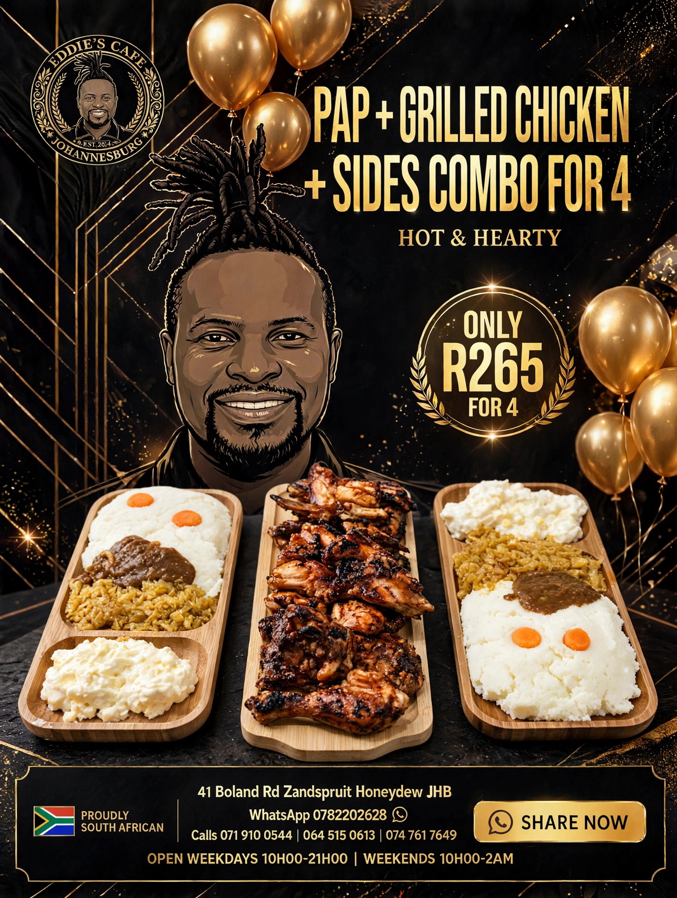 Pap,Chicken, veg & soup &  for 4  Combo