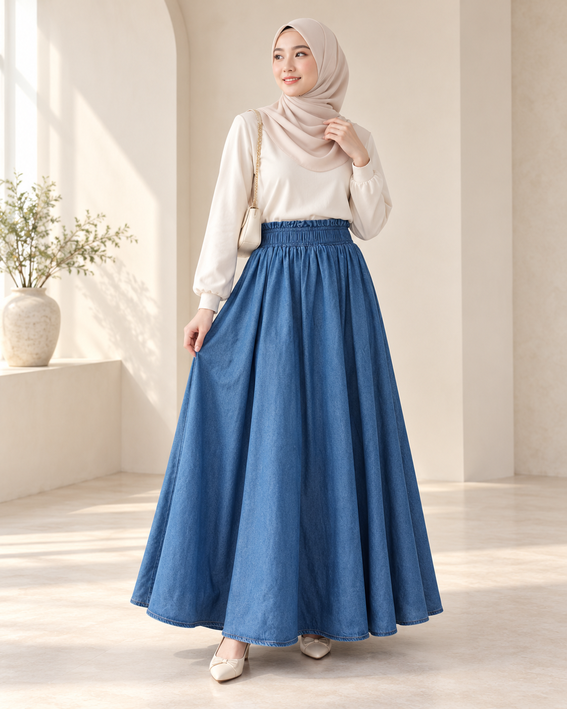 Damia Flared Denim Skirt_2