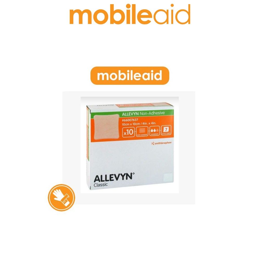 [mobileaid] Smith & Nephew Allevyn Non Adhesive Dressing, 10cm x 10cm, Pack of 10 [LOCAL SG DELIVERY]