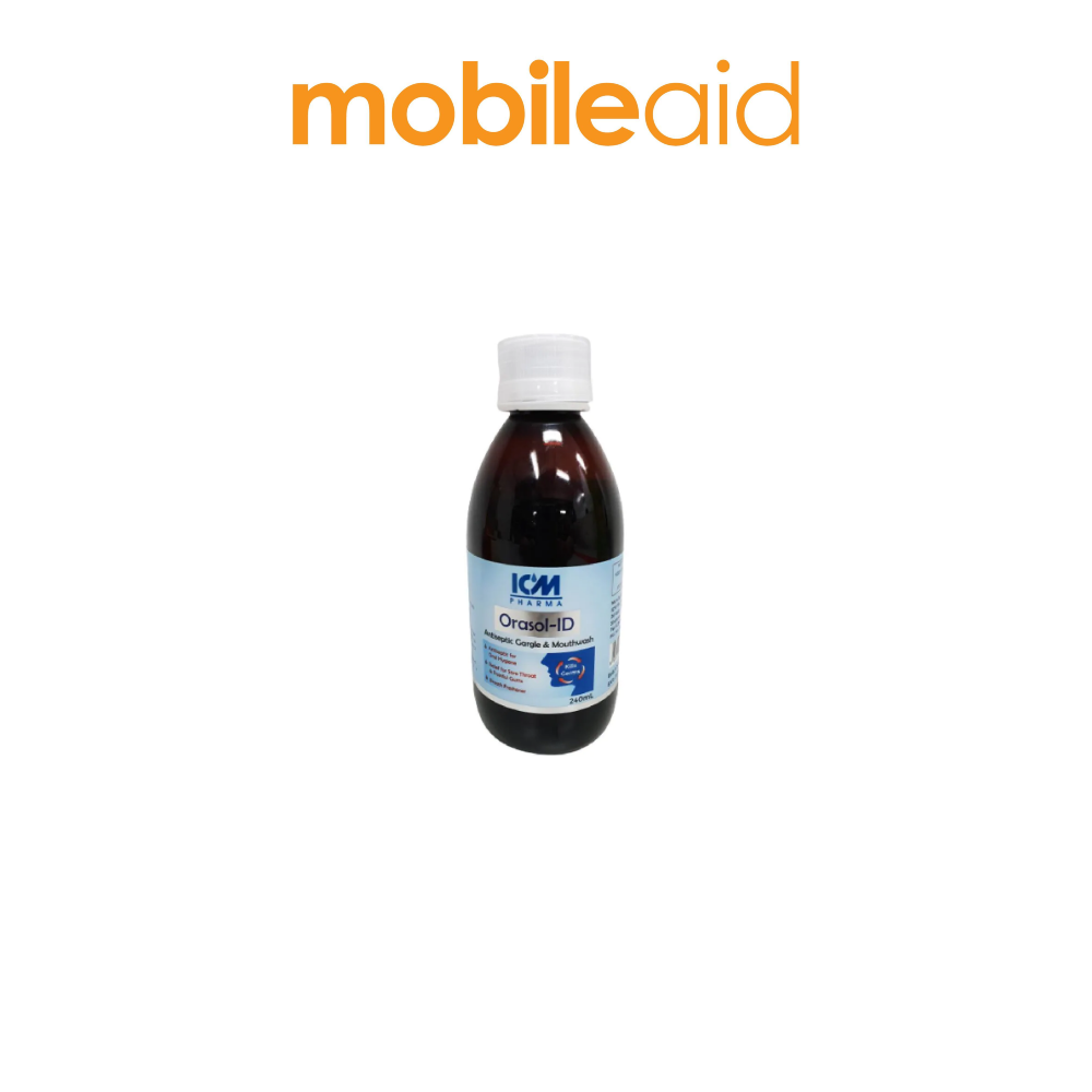 [mobileaid] ICM Orasol-Id Antiseptic Gargle And Mouthwash (Contains Povidone Iodine) 240ml x 4 bottles [LOCAL SG DELIVERY]_0
