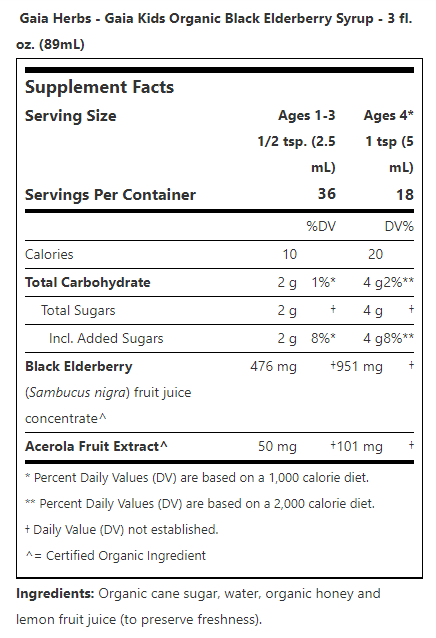 [mobileaid] Gaia Herbs Black Elderberry Syrup 89ml (Kids) [LOCAL SG DELIVERY]_2