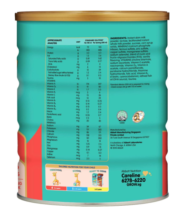 【mkids】【Abbott】Grow Stage 4 Growing-up Milk Formula, 3-6 years, 900g x 6 tins【LOCAL SG DELIVERY】_6