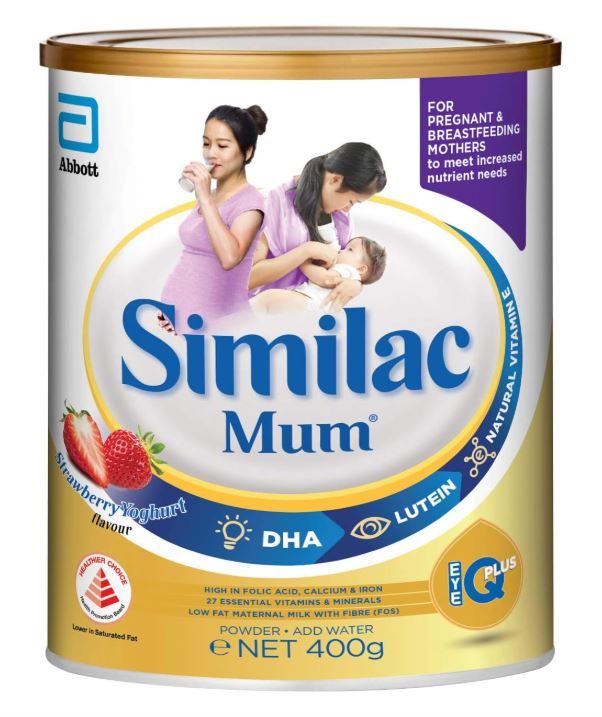 【mkids】【Abbott】Abbott Similac Mum Low Fat Maternal Milk Powder with Fibre - Strawberry 400g【LOCAL SG DELIVERY】