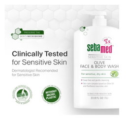 [Dermaceutica] Sebamed Sensitive Skin Olive Face & Body wash 1000ml (w pump) [LOCAL SG DELIVERY]
