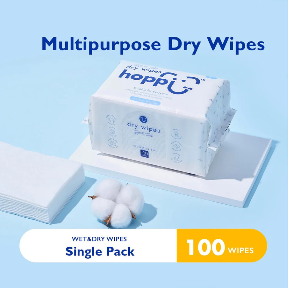 [mkids] hoppi Dry Wipes (100 Wipes) [LOCAL SG DELIVERY]