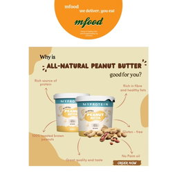 [mfoods] Myprotein Natural Peanut Butter | Blend of Roasted Brown Peanuts | Support Training & Curbing Cravings | NO Added Salt 1kg [LOCAL SG DELIVERY]