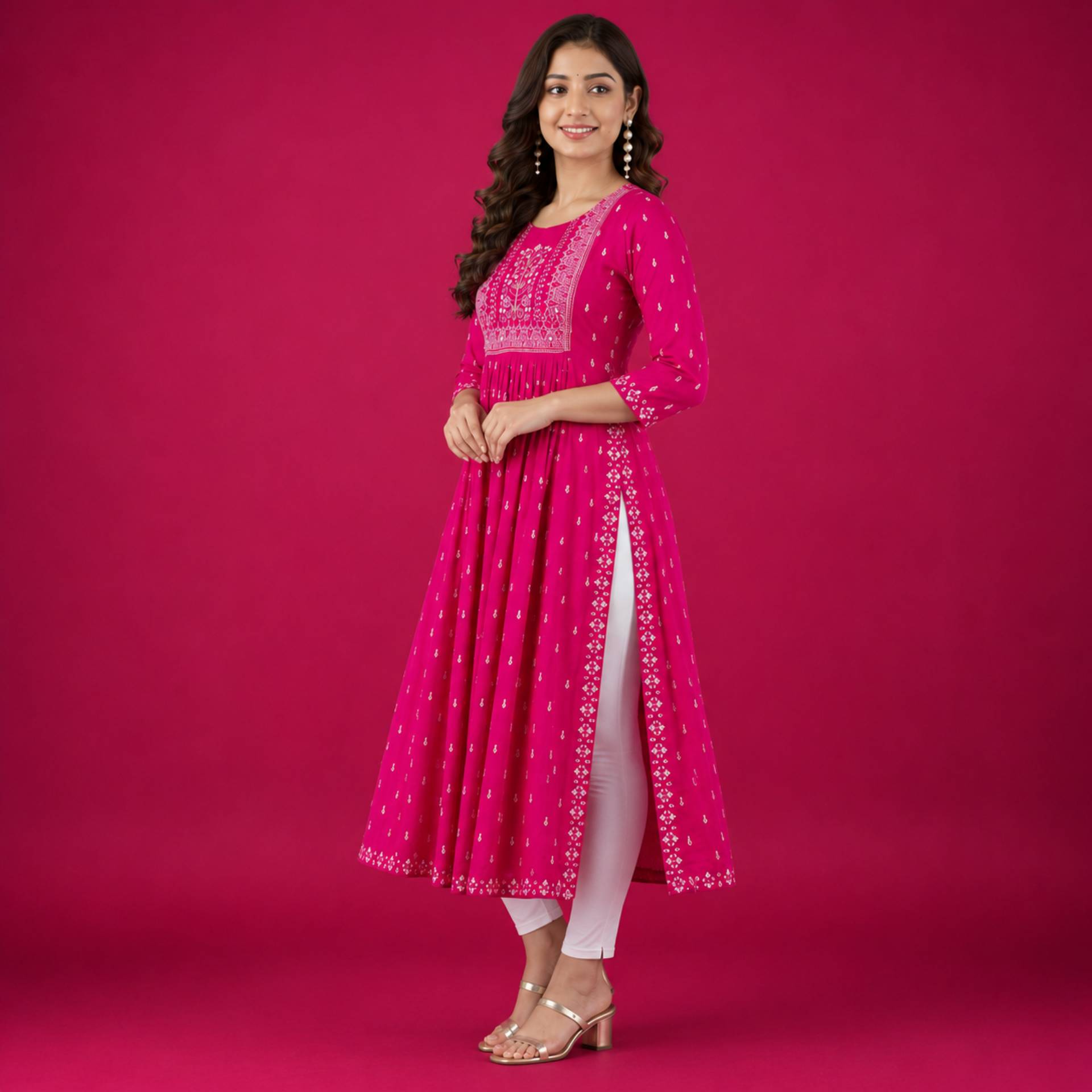 Pink Embroidered Anarkali Kurta Set_0