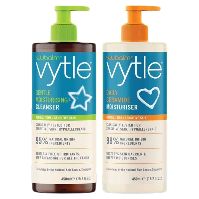 SUU BALM VYTLE Gentle Moisturising Cleanser/Daily Ceramide Moisturiser 450ml