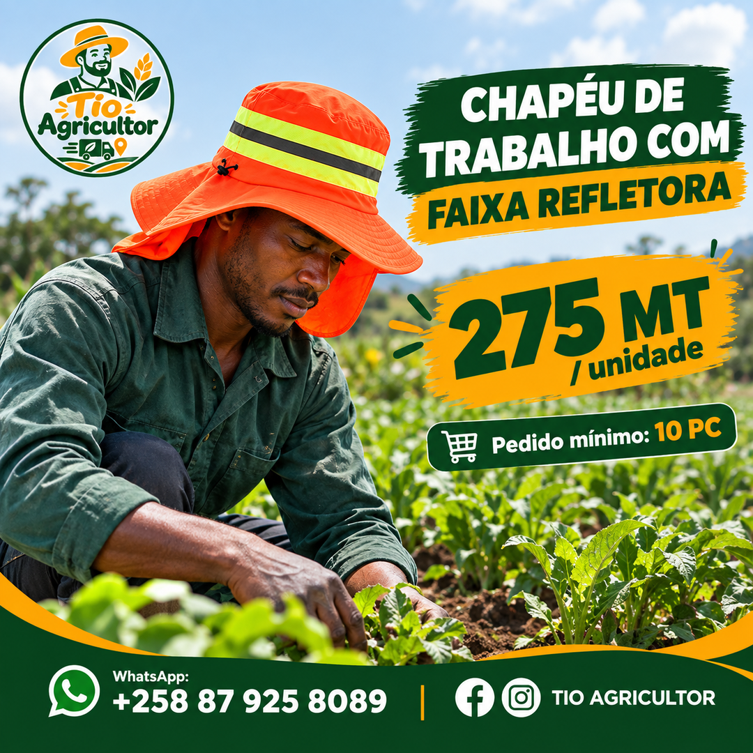 Chapeu de Trabalho de Campo com fita Reflectora