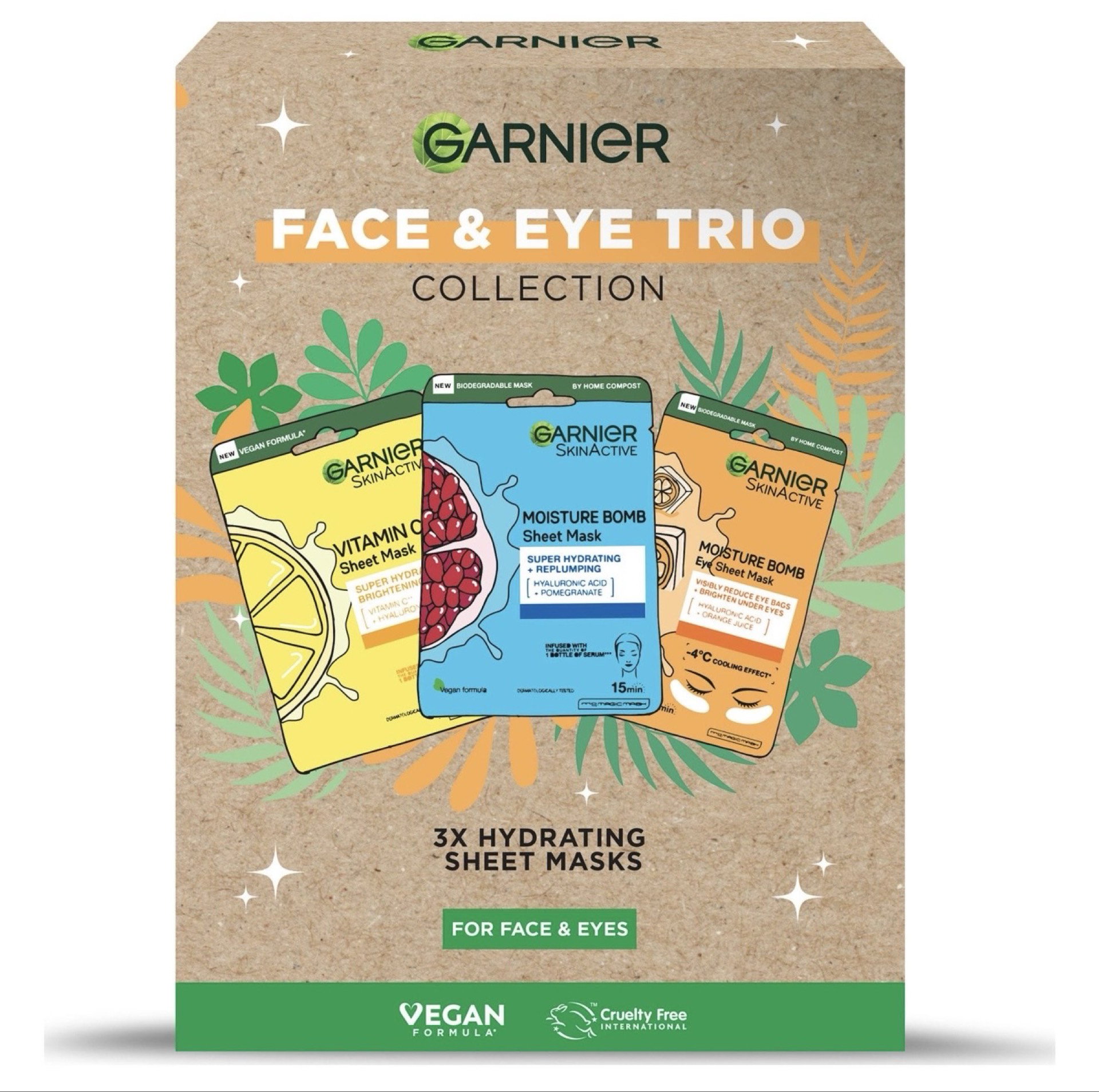 Garnier face and eye Trio face mask collection
