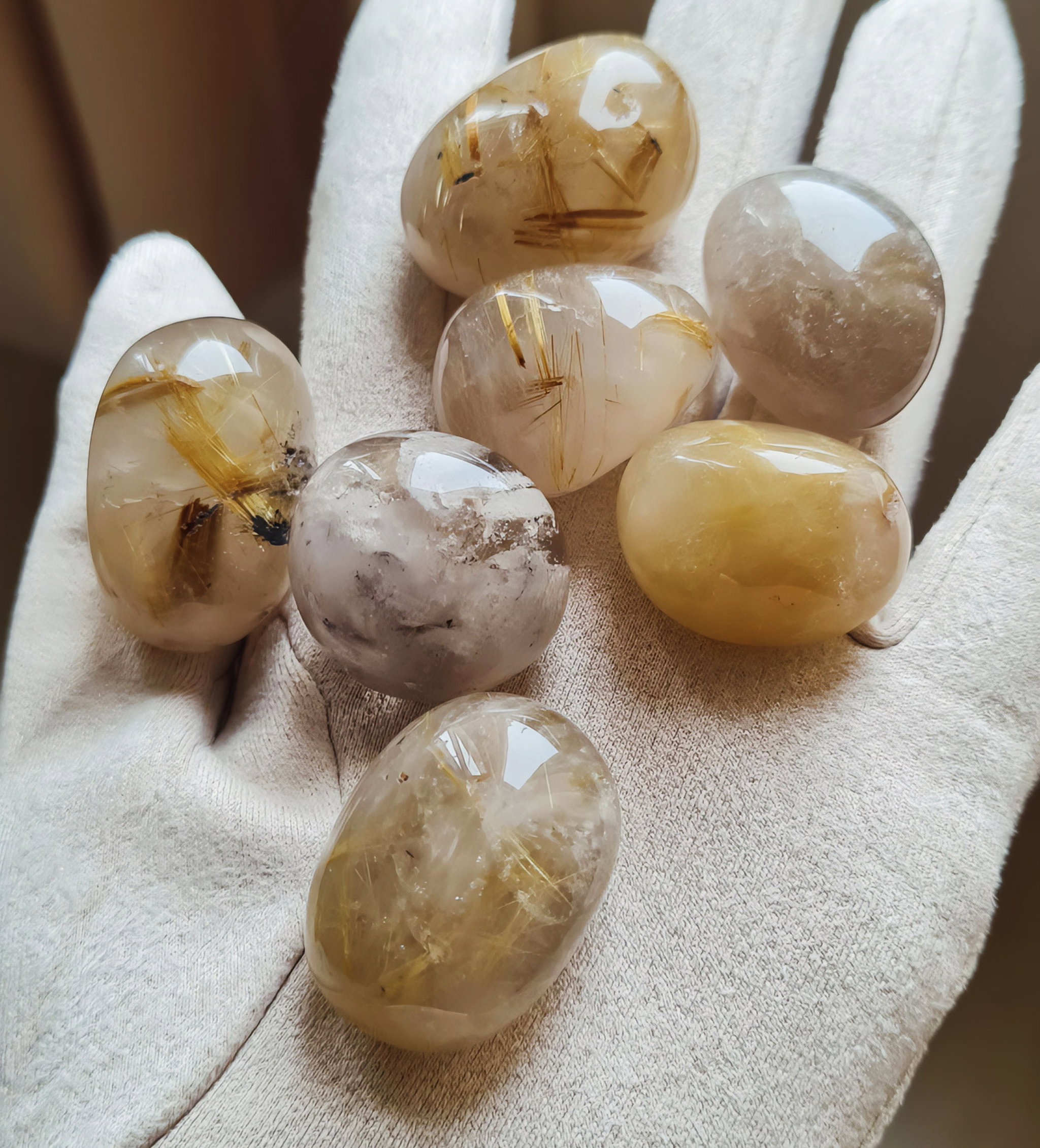 Rutilated Quartz Tumbled Stone _0