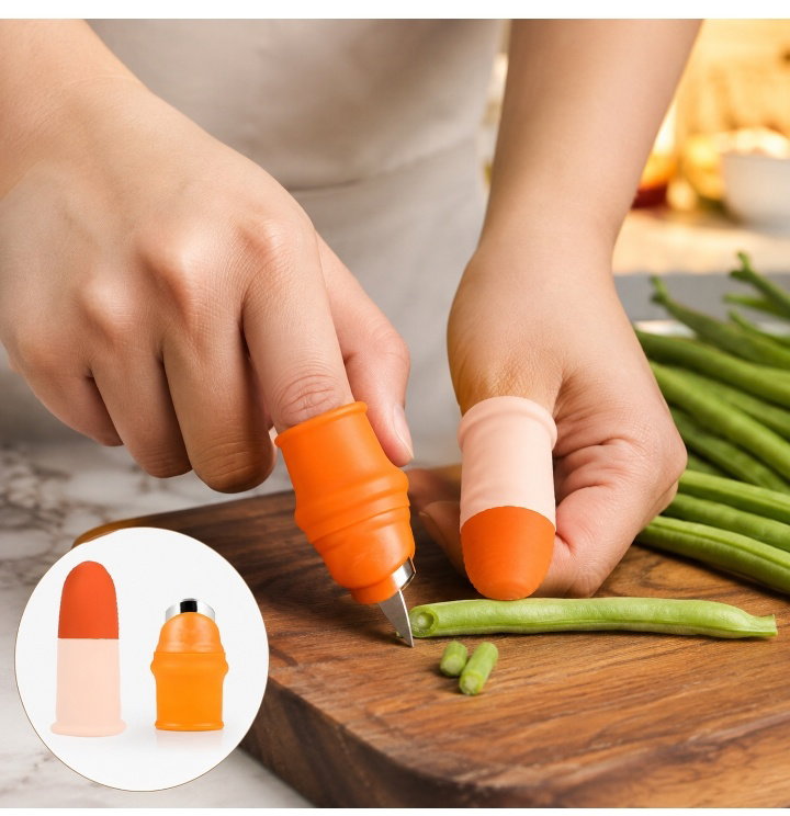 Silicon thumb vegetable cutter for safety ( fast delivery in 2 days )_0