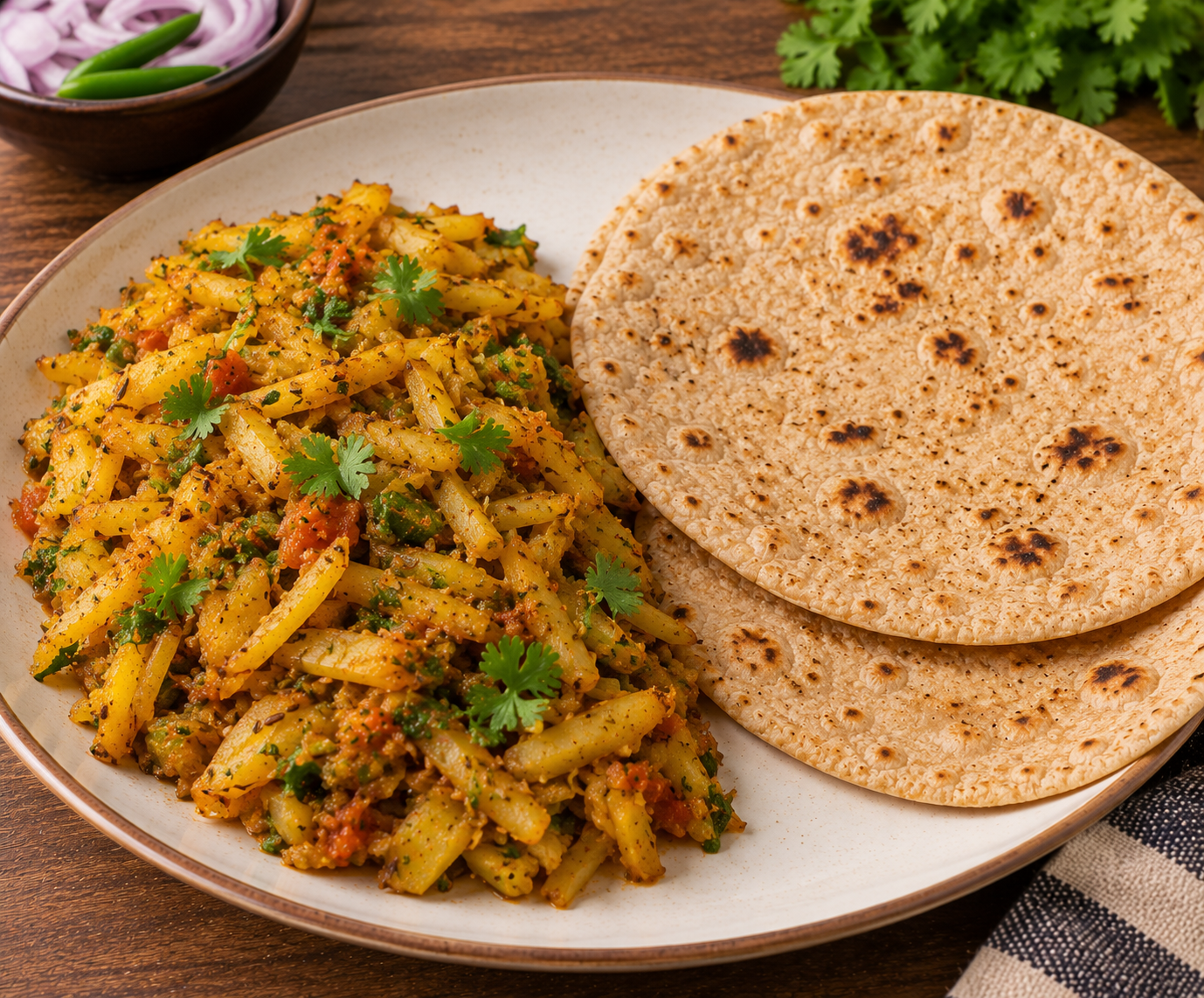 Alo Bhujiya & Two Roti