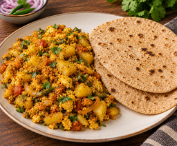 Alo Anda Bhujiya and Two Roti