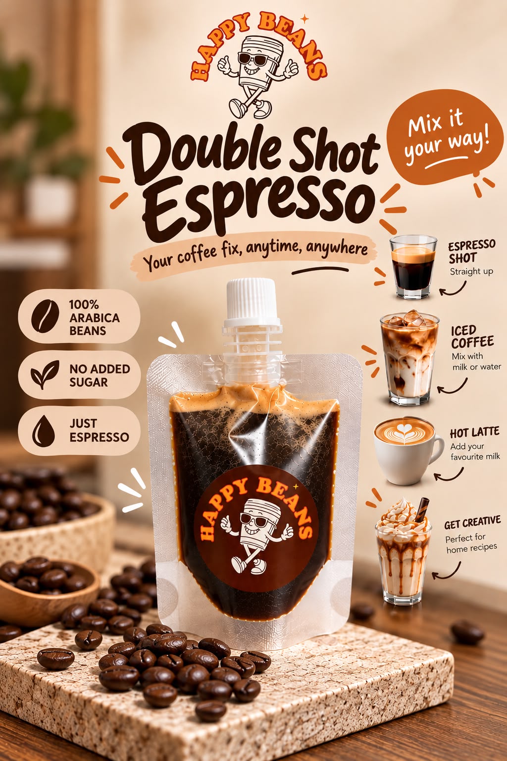 Double espresso shot pouch