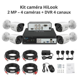 Kit caméra HiLook 2 MP – 4 caméras + DVR 4 canaux