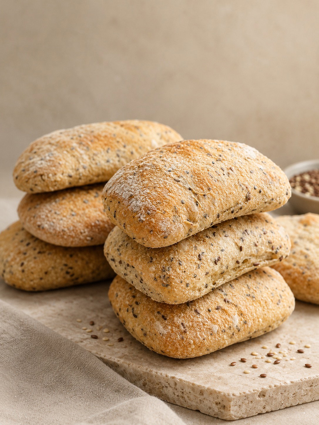 Toasted Flax & Sesame Ciabatta (4 loaves/bag)